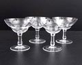 Clear glass champagne-coupes of service Jan de Meyer design J.B.A.de Meyer 1927 executed by Kristalunie Maastricht / the Netherlands 