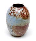 Partly lightblue glazed earthenware vase executed by Zaalberg the Netherlands ca.1965 