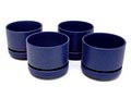Four blue glazed earthenware flowerpots on stand design Richard Lindh 1965 executed by Arabia / Finland 