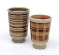Glazed earthenware vases with 2x height's 16,5 14,3 cm executed by Zaalberg / the Netherlands ca.1980 