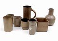 Several grey glazed earthenware items 8x design Zweitse Landsheer executed by Cor Unum the Netherlands 1971 