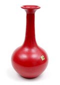 Red glazed earthenware vase executed by Tiko Gouda / the Netherlands ca.1970 