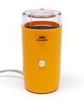 Geel kunststof electrische koffiemaler Braun Aromatic type CS-2 ontwerp Reinhold Weiss 1967 uitvoering Braun made in Spain 
