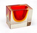 Heavy rectangular cut glass vase with clear glas overlay design execution unknown Murano / Italy ca.1960 