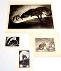 Litho's 2x houtsnedes 2x ontwerp uitvoering Jan Schonk 1925-'30 Litho Avond op de Veluwe 52 x 36 cm Litho Muis 1929 15,5 x 20 cm Houtsnede Ree 1928 11 x 14,5 cm Houtsnede Hertje ca.1928 10,2 x 17,4 cm 