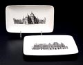  Twee schalen van het Nutricia Grachten servies gedecoreerd met afbeeldingen van H.E.Roodenburg uitvoering Villeroy Boch 1964 