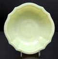  Geschulpte gele H-collectie colopal plantenschaal Fantasie ontwerp A.D.Copier uitvoering Glasfabriek Leerdam 1940 