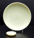  Colopal dish with lobbed rim and a small according glass-stand design A.D.Copier 1940 executed by Glasfabriek Leerdam the Netherlands 