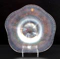Clear glass plate with crackle and lustre Coquille design W.J.Rozendaal 1937 executed by Kristalunie Maastricht / the Netherlands 