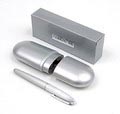 Brushed metal Cerruti 1881 roller ball-pen in original box design Nino Cerruti executed by Plastoria SA Italy 