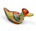 Polychrome painted mechanical tin  toy duck  execution unknown ca.1950  