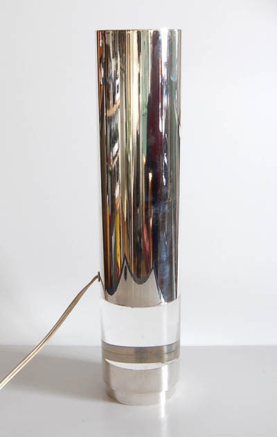 Chromium plated lamp with plastic piece in the middle executed by Christofle / France ca.1970 
