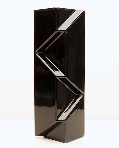 Earthenware black glazed Multipel vase design Jan van der Vaart 1978 executed by Makkum / the Netherlands 