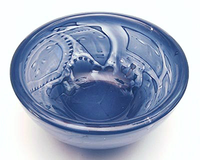  Ariel vase GH 243 blue glass with decoration of faces and trapped air design Ernest Gordon ca.1957 executed by Afors / Sweden 