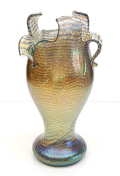 Vase with cut and partly folded rim Papillon executed by Joh Loetz Witwe Klostermühle / Bohemia ca.1900 