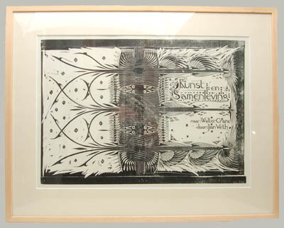 Framed woodcutting design for book cover design execution by G.W.Dijsselhof / the Netherlands ca.1900 