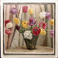Olieverf schilderij Tulpen uitgevoerd door Susanna van der Grient-Westenburg 1892-1988 ca.1960 