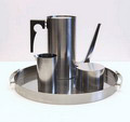 Mokka servies 5-dlg Cylinda line ontwerp Arne Jacobsen 1968 uitvoering Stelton / Denemarken 