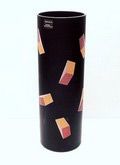 Glazen vaas modelontwerp Sottsass Associati decor Johanna Grawunder 1995 uitvoering HWC Handle with Care / Italie 