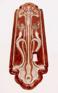 Polychrome earthenware doorplate with keyhole design J.W.Mijnlief executed by Holland-Utrecht the Netherlands 1893/1920 