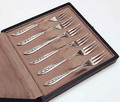 6 zilveren Art-Deco taartvorkjes in etui model 213 uitvoering van Kempen ca.1925 
