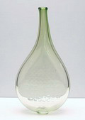 Green vase with structure design Carla van Dien 1996 executed by Oude Horn Acquoy / the Netherlands 