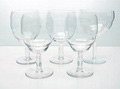 Diverse glazen van servies H 5x ontwerp K.P.C.de Bazel 1918 uitvoering Leerdam 2x wijn groot diam 8 cm 2x waterglas diam 9 cm 1x champagne coupe diam 10 cm 