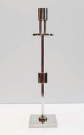 VERKOCHT IN AFTERSALE Metalen verzilverde kandelaar Starlight ontwerp Ettore Sottsass 1989 voor Swid Powell / USA Made in Italy 