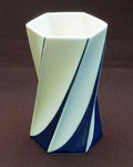 SOLD IN AFTERSALE Vase with cobolt blue spots design Jan van der Vaart ca.1985 executed by Rosenthal / Germany 