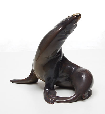  Polychrome glazed earthenware sculpture of Sealion design Knud Møller ca.1935 executed by Bing Grøndahl / Denmark 