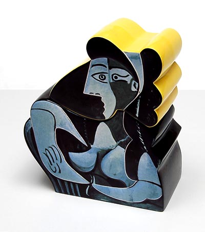  Earthenware box with cover  Artis Orbis  design after  Pablo Picasso  executed by  Goebel  Germany   1994  