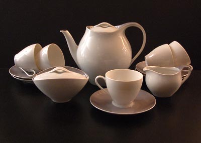  Tea-service Larissa teapot 5 cups saucers sugarbowl milkjug design A.D.Copier 1952 executed by Eschenbach / Germany 