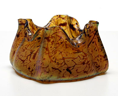  Iridescent glass bowl with coloured glass-wires executed by Palme-König Austria 1900-'10 