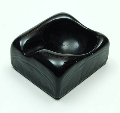  Solid black glass ashtray design Alfredo Barbini ca.1970 executed by Barbini / Italy 
