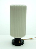  Mantlepiece-lamp with white glass shade with vertical lines executed by Philips the Netherlands ca.1950 