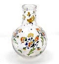  Glass vase with enamel paint decoration of flowers and dragonflies design Chris Lanooy 1919 executed by Leerdam / the Netherlands 