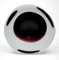 Opaque-white glass plate with aubergine-coloured spots design executed by Ursula Merker 1994 Germany 