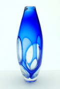  Grote blauwe Serica vaas Tortuga ontwerp Floris Meydam 1963 uitvoering Leerdam / Holland 