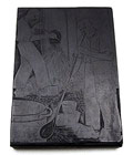  Uniek houten drukblok met afbeelding van glasblazer ontwerp uitvoering A.D.Copier 1928 gemaakt ter gelegenheid van de uitgave van het gedenk-boek Vijftig jaar Glasindustrie het 50-jarig bestaan van de N.V.Glasfabriek Leerdam voorheen Jeekel Mijnssen Co te Leerdam Deze houtsnede is vóór in het boek gebruikt 