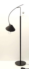  Halogen floor-lamp Nestore Terra swing-arm with solid metal ball as counter-weight design Carlo Forcolini 1988 executed by Artemide Italy 