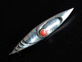  Silver hammered Amsterdamse School brooch with cabuchon cut red coral design executed by Gebr.Reggers Amsterdam / the Netherlands 1925-1934 