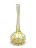 Glazen Berluze vaasje helder met verticale gele banen ontwerp uitvoering Schneider / Le Verre Français Frankrijk ca.1910 
