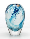  Freeblown glass Serica vase with trapped green glass-wires design Sybren Valkema 1956-'58 executed by Leerdam / the Netherlands 