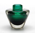  Spijkervaasje with green core and clear glass overlay design A.D.Copier ca.1950 executed by Leerdam / the Netherlands 
