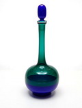  Meerkleurige glazen karaf Incalmo met stop ontwerp Gio Ponti 1946-'56 uitvoering Venini / Italie 1989 