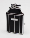  Orginele Ronson Art Deco sigaretten benzine aansteker/case Mastercase verchroomd metaal met zwart emaille USA ca.1935 