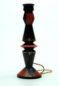  Gebatikt houten lampvoet ontwerp uitvoering H.Steinpatz ca.1920 Holland 