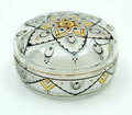  Glass box with cover with enamel-paint decoration design attributed to Adolf Beckert ca.1920 executed by Fachschule Steinschönau / Bohemia 