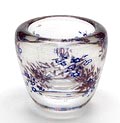  Free-blown and formed heavy clear glass Unica vase with several layers in which dark-blue patterns of hearts and stars with colour-powder plantpatterns behind them design A.D.Copier 1949 executed by Leerdam / the Netherlands 