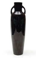  Earthenware vase with in-laid decoration of butterflies design C.v.d.Hoef 1900-'03 executed by Amstelhoek / the Netherlands 